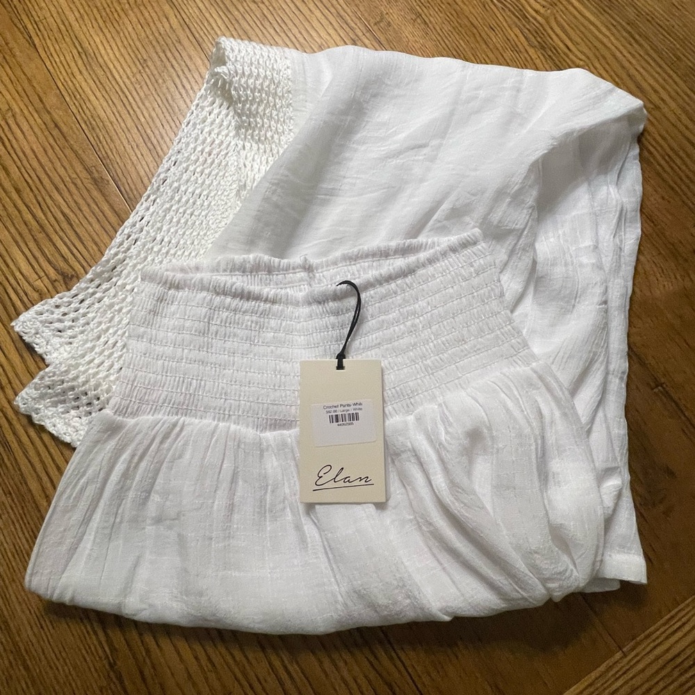 Elan Gauze and crochet swim cover up pants NWT size L